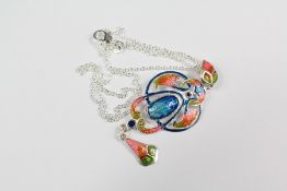 A Silver and Enamel-set Pendant Necklace