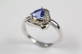 14ct White Gold Tanzanite and Diamond Ring
