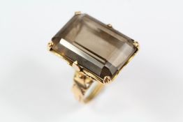 Antique 14ct Yellow Gold Smoky Quartz Ring