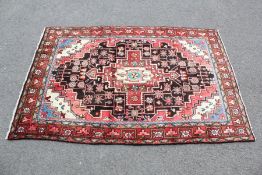 A Quality Hamadan Blue/Cream Runner Carpet