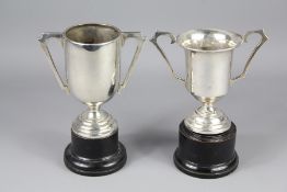 Two Silver Twin-Handled Trophy's