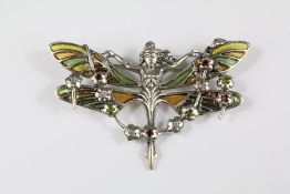 A Silver and Plique-a-Jour Brooch