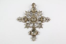 An Antique Continental Silver and White Stone Cross Pendant