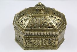 An Antique Mogul Brass Lidded Casket