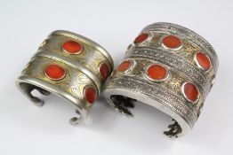 Two Antique Turkman Silver and Silver-gilt Cornelia Bracelets