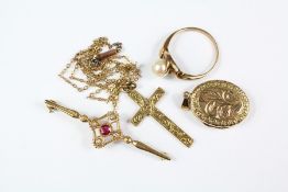 A 9ct Gold Diamond and Ruby Bar Brooch