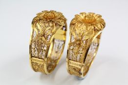 A Pair of Fine 19th Century Indian 18ct Yellow Gold Wedding Bracelets