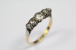 Antique 18ct Yellow Gold and Platinum Diamond Ring
