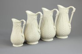 Four Parian-Ware White Porcelain Jugs