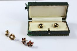 Three Pairs of Yellow Gold Earrings