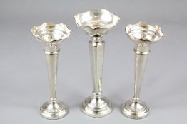 A Pair of Silver Bud Vases
