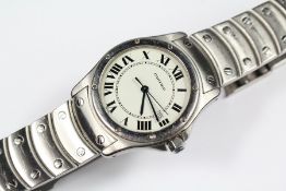 A Lady's Cartier Stainless Steel Santos Wrist Watch
