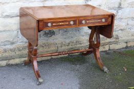 A Harrods Brass Inlaid Sofa Table
