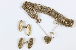 A 9ct Gold Gate Link Bracelet