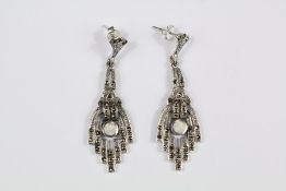 A Pair of Art Deco-style Silver and Opal Earrings