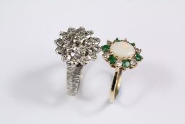 A 9ct Yellow Gold Emerald and Opal Ring