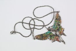 A Silver Plique de Jour Pendant Necklace