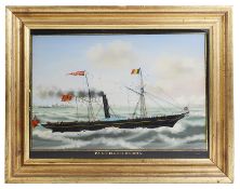 A late 19th century reverse painting on glass of paddle steamer 'Panther'