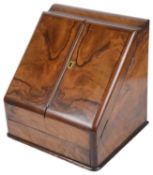 A Victorian walnut desk stationary box