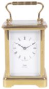 A brass cased carriage clock, retailed by Cape Jewellers