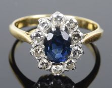 A Continental sapphire and diamond cluster ring