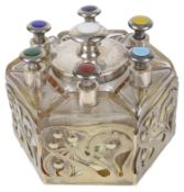 A vintage cased set of Penhaligon's enamelled glass perfume bottles