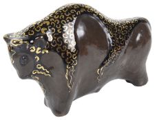 A studio pottery model of a bull, 20th century