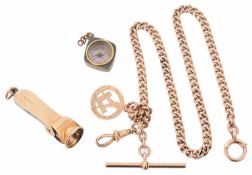 A 9ct gold gentleman's watch Albert chain