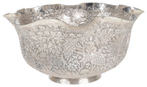 An Indian white metal bowl, 19th century
