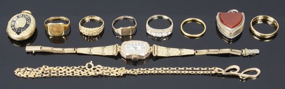 A collection of Victorian and later jewellery including lockets and rings
