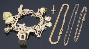 A 9ct gold curb link charm bracelet