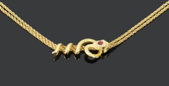 An unusual 19th century French sliding snake chain necklace
