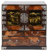 A Japanese lacquered and parquetry table cabinet, early 20th century