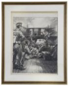 Charles E Turner (Brit., 1893 - 1965) World War II charcoal sketch