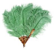 A green ostrich feather fan