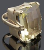 A very large Continental citrine set dress ring
