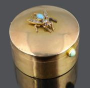 An amusing Continental diamond and gem set pill box