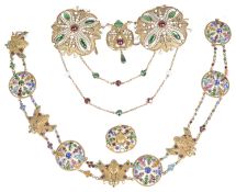 Early 20th c. Egyptian Revival paste set gilt metal theatrical accessories