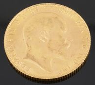 An Edward VII gold full sovereign 1907