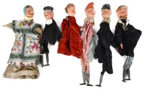 Six Fr. early 20th c. puppets including Punch & Judy