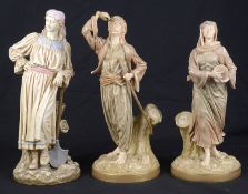 A pair of Royal Worcester porcelain Chinguin Indian figures, c1892, after Hadley; others