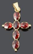 A Georgian foil back mounted garnet pendant cross