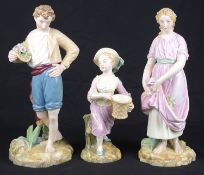 A pair of Royal Worcester porcelain figures, c1865, modelled as Paul and Virginia; 1 other