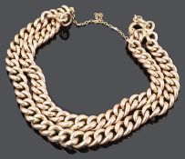 A 9ct rose gold double curb link bracelet