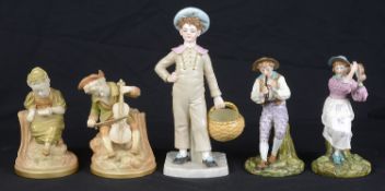 A pair of Royal Worcester porcelain figures, c1912, modelled as Strephon; 3 others