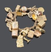 A 9ct gold curb link charm bracelet