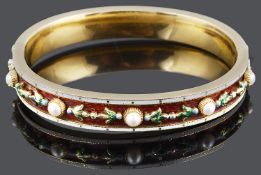An 19th c. Continental Renaissance Revival enamelled bangle