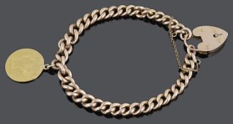 A 9ct rose gold flat curb link bracelet