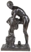 A 19th c. Grand Tour bronze of Hermes fastening his sandal