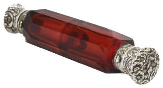 A Victorian silver capped double ended perfume bottle